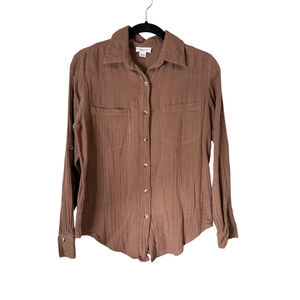 Japna Brown Cotton Button Down Shirt S
